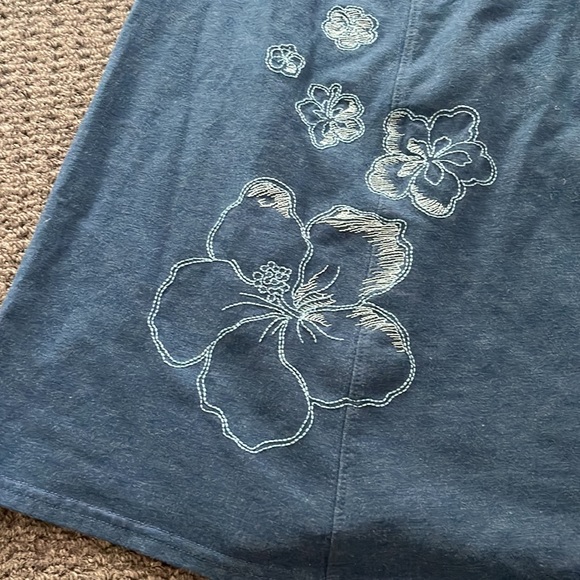 Life is Good Embroidered Skirt XSmall Stretch Blue Pocket - Picture 2 of 7